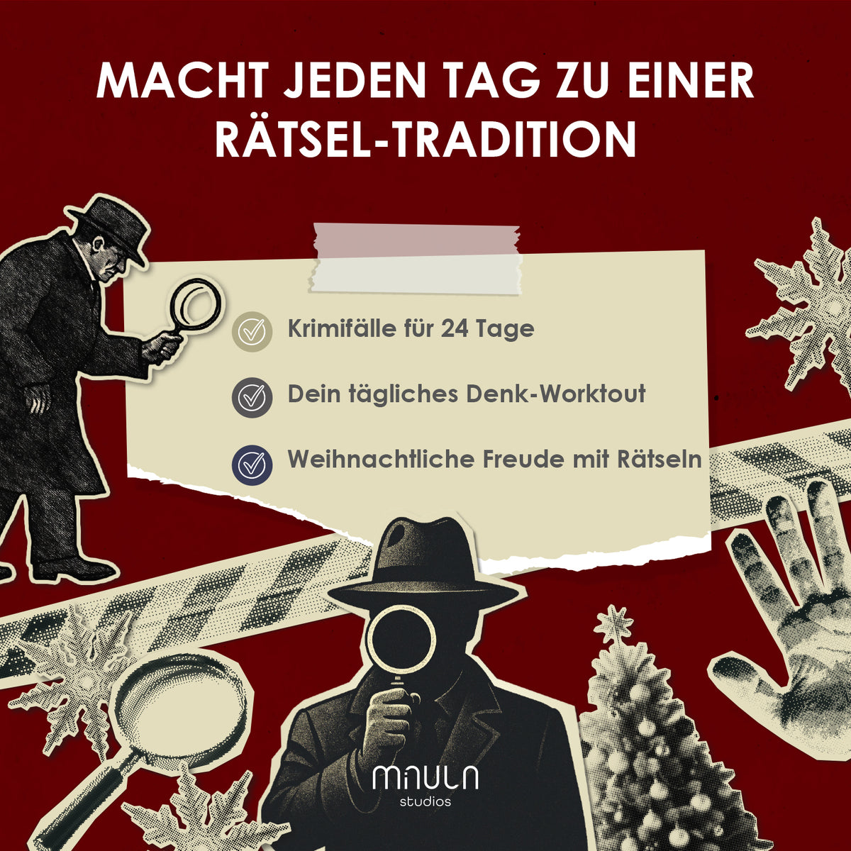 True Crime Adventskalender 2026 – Rätsel Tischkalender, 24 Krimi-Fälle