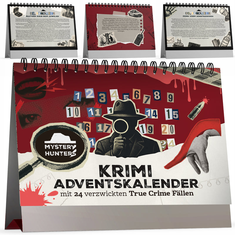 True Crime Adventskalender 2026 – Rätsel Tischkalender mit 24 Krimi-Fällen