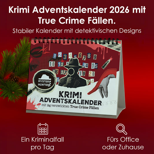 True Crime Adventskalender 2026 – Rätsel Tischkalender, 24 Krimi-Fälle