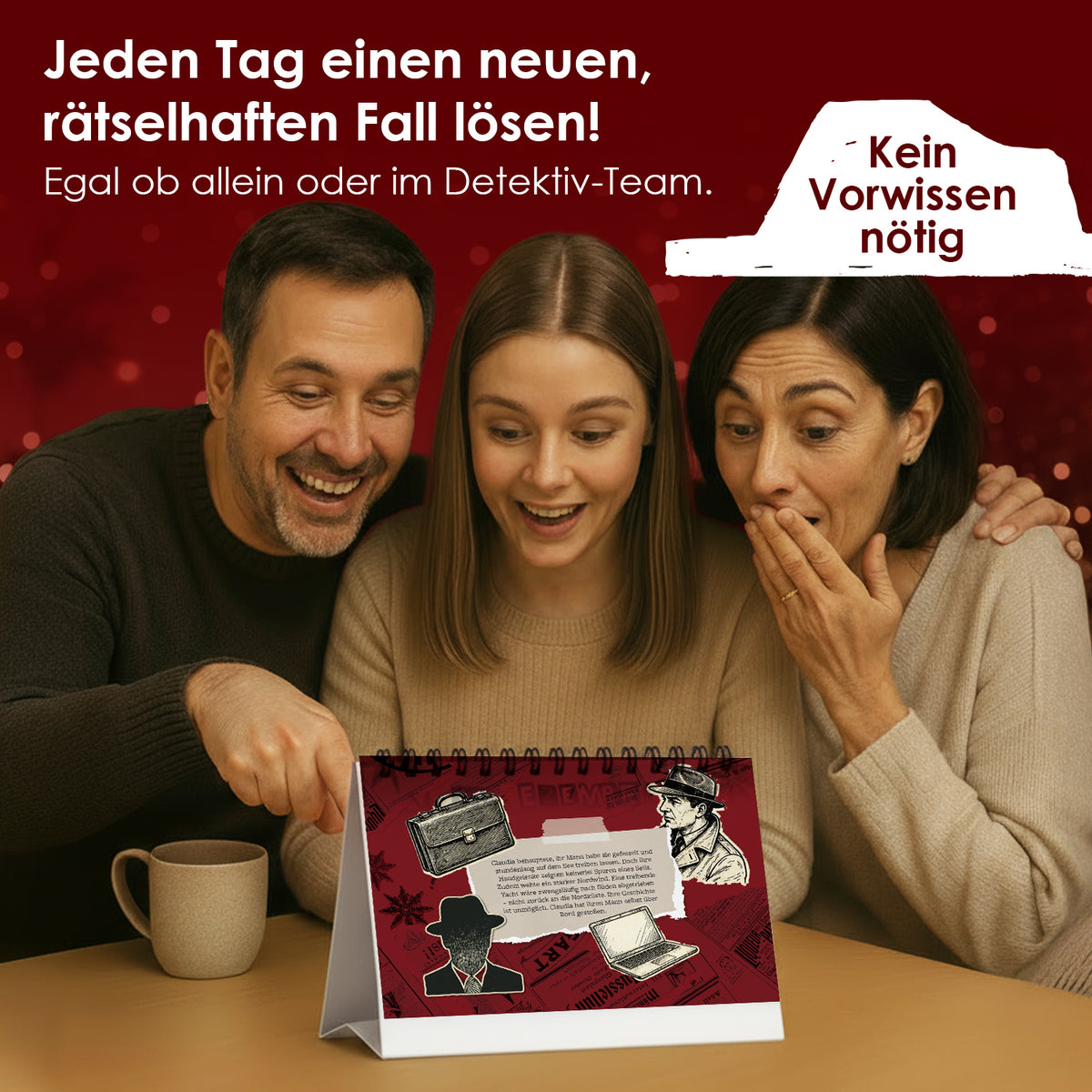 True Crime Adventskalender 2026 – Rätsel Tischkalender, 24 Krimi-Fälle