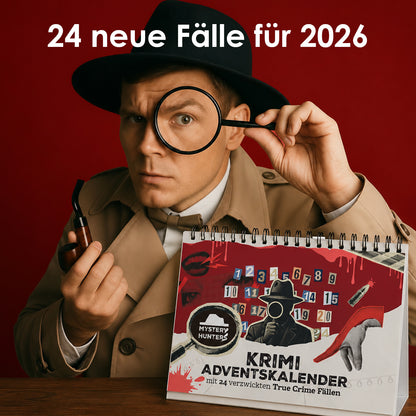 True Crime Adventskalender 2026 – Rätsel Tischkalender, 24 Krimi-Fälle