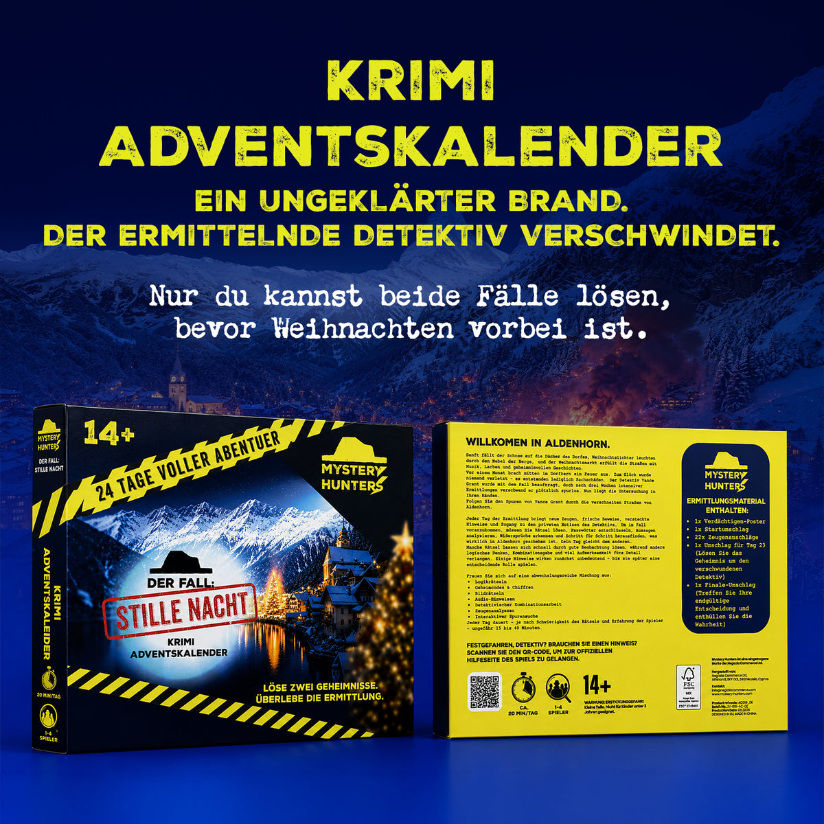 Mystery-Adventskalender 2026 – Brand im Alpendorf & Vermisster Detektiv